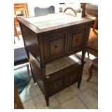 Pair of wood side tables w/stone top