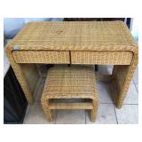 Wicker vanity w/chair