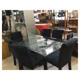 Glass top table w/6 chairs and composite