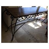Metal wood hall table, approx 18x72x33 inches