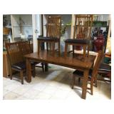 Wood dining table w/6 chairs, approx 66 inches