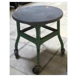 Vintage industrial Metal stool w/wheels
