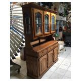 Wood china hutch, approx 58 inches long