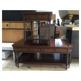 Wood matching coffee table with end table