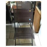 Pair of metal folding patio chairs
