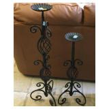 Metal candle holders, approx 39 inches tall