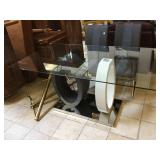 Glass top dining table w/chairs, approx 63 inches