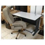 Desk w/ metal base and chair