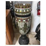 Bronze Tiffany style Stain glass vase floor lamp,