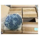 Cosmo clear plate with slate blue decor 48pcs