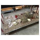 Table top assorted Depression glass and repro