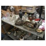 Table top assorted Depression glass and repro