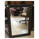 Framed wall hanging mirror, approx 26x38 inches