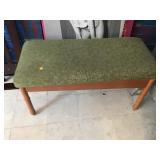 Wood bench with padded seat, approx 43 inches long