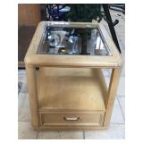 Wood side table w/glass top