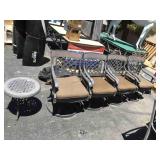 Set of 4 metal patio chairs and Pr side tables