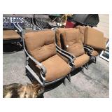 3 metal patio chairs with cushions