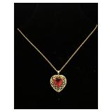 14K Gold Necklace with Pink Sapphire 
8.5 inches