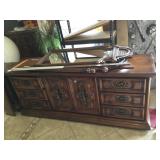 Wood dresser with morrors