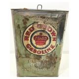 Vintage Red Crown Gasoline Tin Can  13.5H