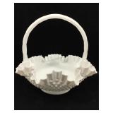 Large Fenton Milk glass HobNail Basket 11in. W