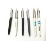 Six Parker Pens, some with advertising