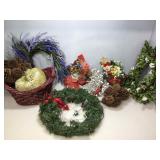 Assorted wreaths, baskets, pinecones and more.