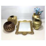 Assorted vases, mirror and more.