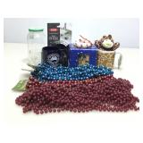 Christmas glassware  beads garlands and more