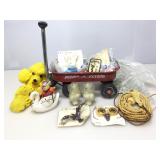Small Radio Flyer wagon with vintage craft