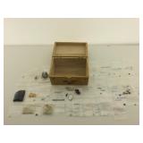 Assorted gems in box - Quartz, Rodolite, garnets,