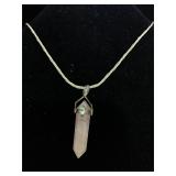 Sterling silver necklace with rose quartz pendant