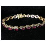 Sterling silver bracelet with Ruby and Diamonds