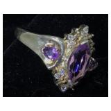 Sterling silver ring with amethyst 
Size 7.5