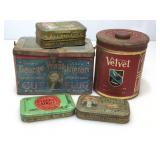 Antique Tobacco Tins, approx 7x4.5x4.5 inches