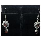 Sterling silver earrings with garnets