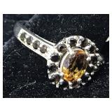 Sterling silver ring with Orange glass and