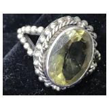 Sterling silver ring with glass Size 7.5