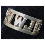 Sterling silver ring with "WWJD?" Design Size 6.5