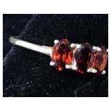 Sterling silver ring with Garnets Size 7.5