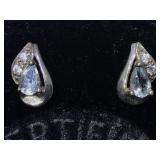 Sterling Silver Earrings with Aquamarine