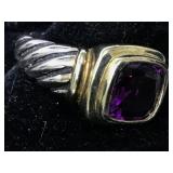 Sterling Silver ring with Purple Tourmaline - cut