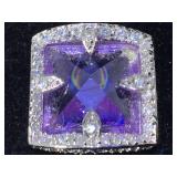 Sterling Silver Pendant with Purple and white