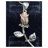 Sterling Silver Rose Pendant 
1 Inch