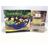 Pitcher with lid and Snack bowl in original boxes.