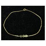 14K Gold Bracelet with hearts 
3.5 inches 0.9g