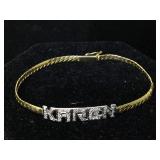14K Gold Bracelet with "Karen" design 
2.5