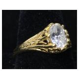 14K Gold Ring with clear Tourmaline 
Size 6 2.5g