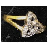 14k Gold Ring with Diamonds 
Size 8 3g