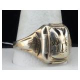 Sterling and 10k Gold Ring with eagle sz11